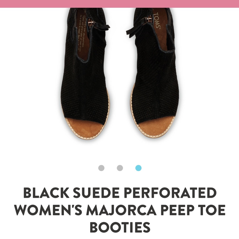TOMS Majorca Black Suede Open Toe Booties